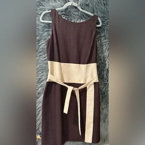 Kasper Tie Front Dress - Size 12 | Color: Chocolate Brown
